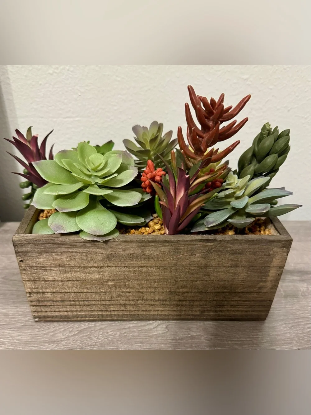 Better Homes & Gardens Faux Succulent Arrangement in a Wooden Box (9.75 x 6.5 in